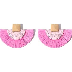 Anthropologie Bohemian Pinkish Rattan Earrings